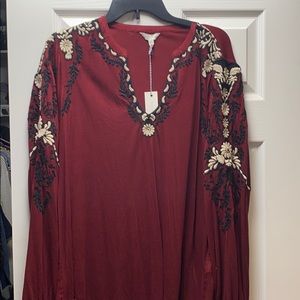 Lucky Brand Embroidered LS Top